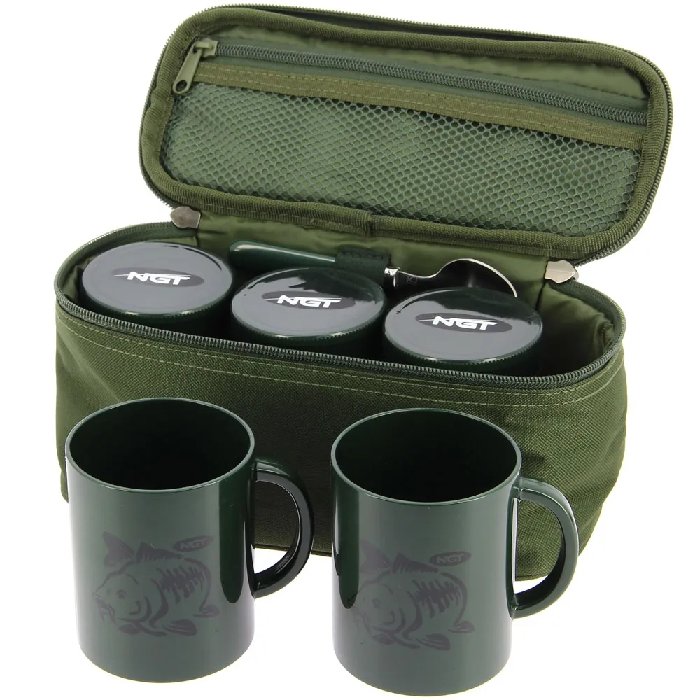 thumbnail interactive-video image 1 of NGT Toastie Maker Kettle Brew Kit Set - Camping Cookware Holdall With 2 Cups & 3 Pots (Green) 1 of 3